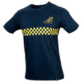 Camiseta manga corta cuadros moto Azul navy/Amarilla - Fire Road Clothing