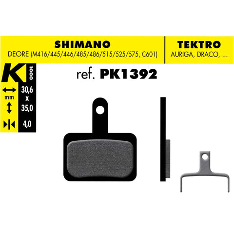 Pastillas de Freno K1000, Shimano Deore, Tektro Auriga, Drako