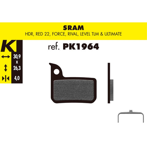 Pastillas de Freno K1000, Sram Level TLM, Ultimate, Hdr, Red 22, Force, Rival